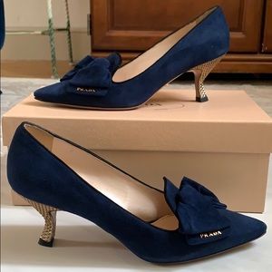 Prada Suede Pumps with Bow